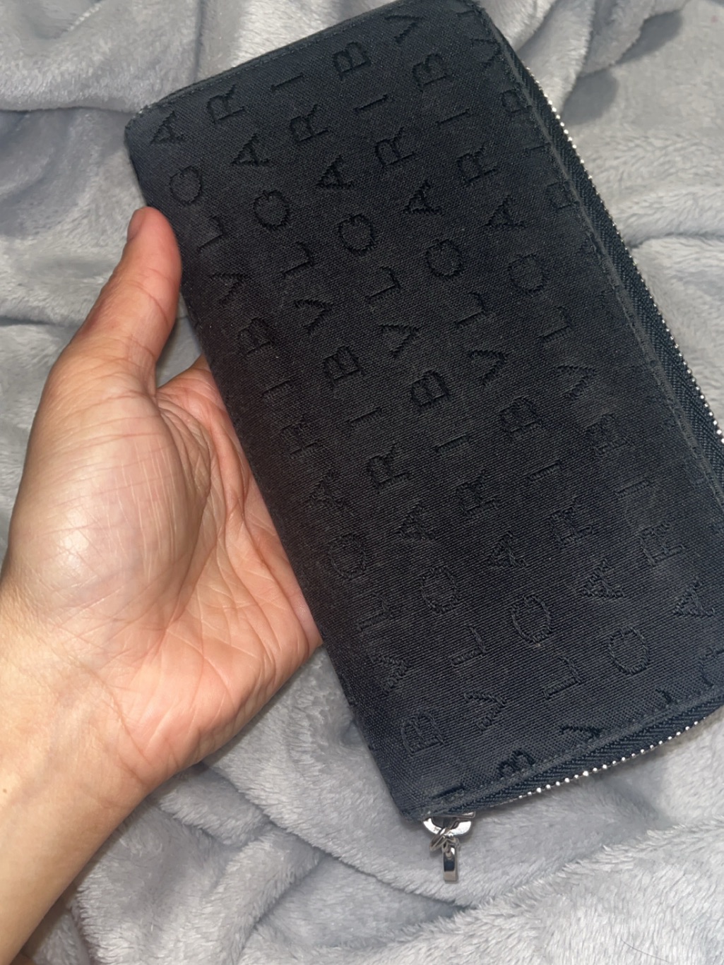 Blvgari Black Zip-Around Wallet With Logo Charm